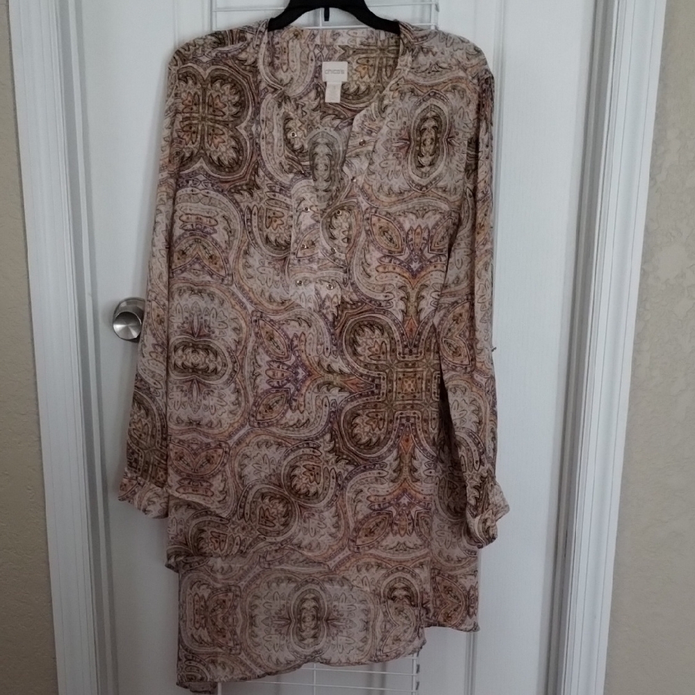 Chico's Paisley Blouse in Beige and Brown